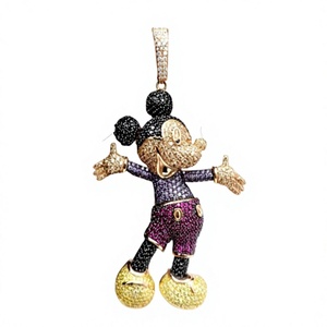 Collar de Lujo con Dije de Mickey Mouse de Moissanita Multicolor, Chapado en Oro Rosa, Plata 925, con Incrustaciones de Circonitas, para Fiesta - Product Image 3
