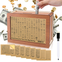Tirelire en bois pour compter les pièces de monnaie, avec objectif d'épargne en dollars et euros, réutilisable, pour adultes, enfants et famille, qualité naturelle, pour célébrations