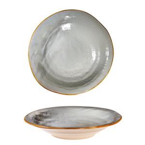 COLLEZIONE MEDITERRANEAN - Piatto Fondo in Gres Grigio Fango Diametro 24cm Altezza 6cm - Product Image 1