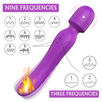 Heizender Zauberstab-Vibrator 2-in-1-Design 9 Modi für G-Punkt- und Klitorisstimulation Leistungsstarkes AV-Erwachsenenspielzeug für Frauen