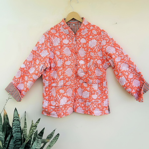 Chaleco acolchado de algodón bohemio hecho a mano al por mayor para mujer chaqueta de manga larga estampada en Bloque para primavera e invierno abrigo chaleco abrigo - Product Image 1