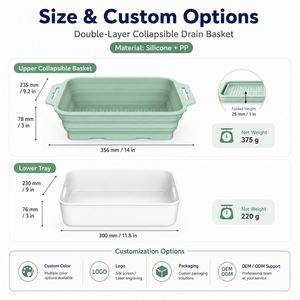Cesta de drenaje plegable de silicona de doble capa de grado alimenticio LA con asa, apta para lavavajillas, para lavar productos en el fregadero de la cocina - Product Image 3