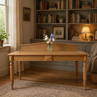 Bureau en bois massif de style campagnard français moderne, long et rectangulaire, mobile, pour entrée, bureau à domicile, étude, bureau étroit