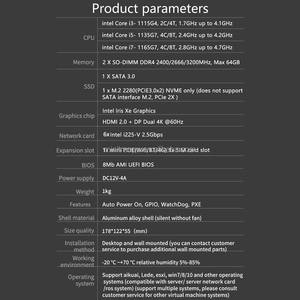 Mini PC sin ventilador <span class=keywords><strong>Core</strong></span> i7 1165G7 1185G7 N100 Soft Router ESXI PVE Firewall Appliance Server 4xintel i226 2,5G Opnsense Router - Product Image 4