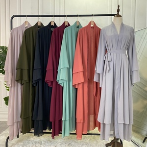 1875# Newest Arab Turkish Jilbab Dubai Abayas Muslim Women Islamic Dress Simple <b>Plain</b> Color Chiffon Pray <b>Abaya</b> Dresses EID - Product Image 6