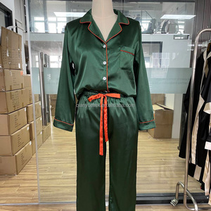 Hot Sale Womens Silk Satin Pajamas Set Sleepwear Bridal Pijama Women's Suit Sleep Two Piece Luxury Silky <strong>Pyjamas</strong> With Drawstring - Product Image 4