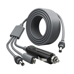 Cable de alimentación para coche 3 en 1, 5 m, 18 AWG, con USB tipo C y doble salida para carga de vehículos - Product Image 1