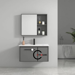 Meuble de salle de bain en bois massif design de luxe en gros vanité avec miroir - Product Image 2