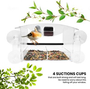 Bán buôn cửa sổ chim ăn với hút mạnh mẽ cups-Mini máy ảnh và nước phân phối bao gồm Acrylic <span class=keywords><strong>Bird</strong></span> <span class=keywords><strong>Feeder</strong></span> - Product Image 4