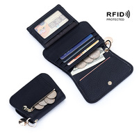 Dompet Pendek Wanita RFID Blocking Pure Fashion, Tempat Kartu, Dompet Koin, Kulit Asli, Gaya Jepang, Mini, Lucu, Clutch