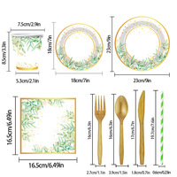 Ychon vert assiettes serviettes tasses vaisselle fournitures vaisselle jetable assiettes en papier tasses serviettes pour les fêtes ensembles de vaisselle