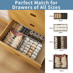 Set di 4 Organizzatori Pieghevoli Rettangolari per Cassetti, Divisori per Armadio, Contenitori per Reggiseni, Mutande, Calzini, Lingerie, per Camera da Letto e Casa - Product Image 5