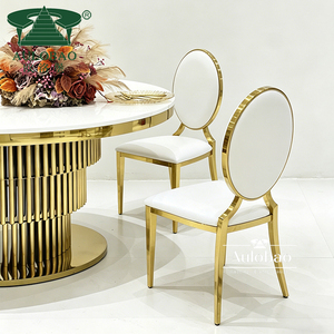 Nuevo Modelo de Muebles de Comedor, Silla de Boda de Lujo en Acero Inoxidable y Cuero Blanco - Product Image 3