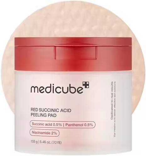 Tampon exfoliant à l'acide succinique rouge