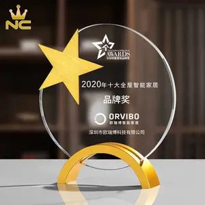 Trofeo rotondo personalizzato in metallo cristallo con supporto in metallo per la visualizzazione di premi