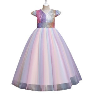 Vestido de fiesta con lentejuelas para niñas, tul colorido, estilo princesa, largo, formal, para fiestas infantiles, talla 120 cm - Product Image 5