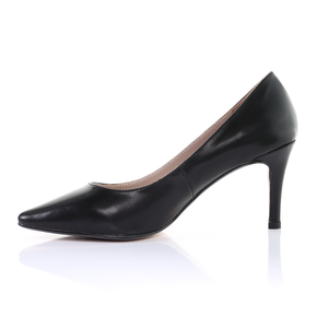 Leather 8cm Pin Heel Pointed Toe <b>Pumps</b>-<b>Black</b> - Product Image 1