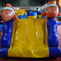 Parcours d'obstacles gonflable commercial sur le thème de l'océan, tunnel aquatique et équipement de saut à obstacles pour location événementielle en extérieur