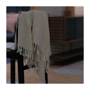 OEKO-TEX naturel 100% lin queue <span class=keywords><strong>de</strong></span> cheval franges manta <span class=keywords><strong>de</strong></span> lino - Product Image 1