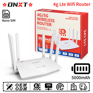 เราเตอร์ไวไฟขนาดเล็ก DNXT WiFi 6 ความเร็ว 300Mbps โมเด็ม Cat4 4G 1WAN/3LAN โมเด็ม VPN พร้อมซิม แบตเตอรี่ 5000mAh โหมด AP  เราเตอร์ LTE ซิม สำหรับใช้ในบ้าน - Product Image 1