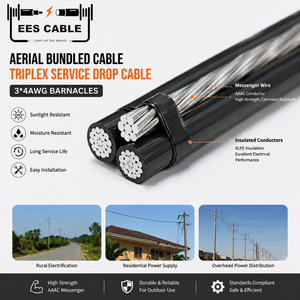 Cable de Servicio Aéreo Triple de Aluminio 6-6-6 <span class=keywords><strong>Hippa</strong></span> 600V ABC Torsionado con Neutro Desnudo AAAC - Product Image 2
