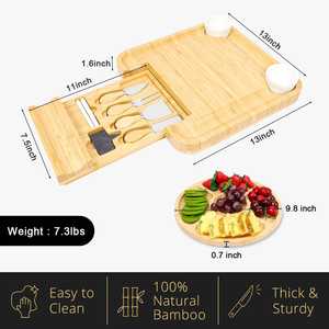 <span class=keywords><strong>Plateau</strong></span> de fromages en bois de bambou naturel personnalisé avec accessoires Ensemble de planche à <span class=keywords><strong>fromage</strong></span> <span class=keywords><strong>et</strong></span> couteau pour <span class=keywords><strong>charcuterie</strong></span> avec <span class=keywords><strong>plateau</strong></span> à <span class=keywords><strong>fromage</strong></span> - Product Image 4