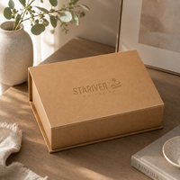 Eco Friendly Kraft Paper Foldable Magnetic Gift Box Custom Debossed Embossed Logo Flip Rigid Packaging Box for Tea Gift