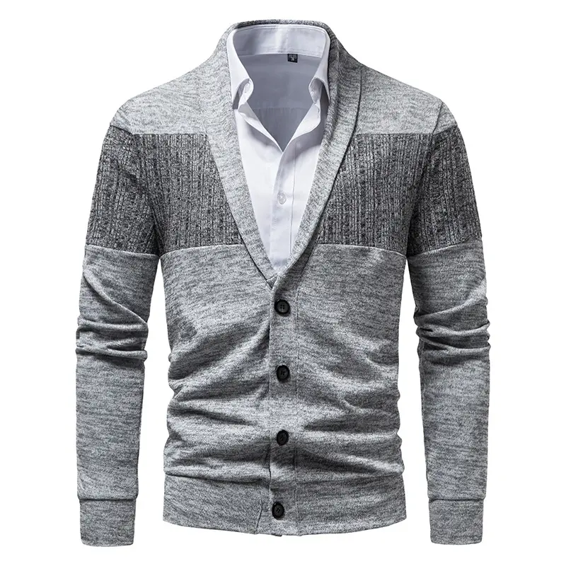 Classic Hit Color Shawl Collar Cardigan Brand Slim Fit Knit V Neck Button up Sweater Men Sueteres Para Hombre