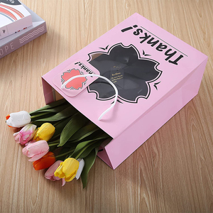 Sacchetti regalo di buon compleanno sacchetti di carta colorati personalizzati con logo rosa - Product Image 1