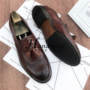 Nouvelles chaussures en cuir à motifs brocart de style britannique - Mocassins à franges en cuir véritable pour hommes - Chaussures en cuir ajustées haut de gamme - Product Image 6