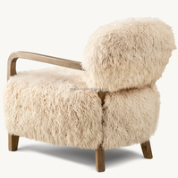 Chaise de salon moderne en cuir de mouton en bois à dossier haut