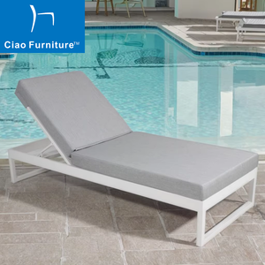 كرسي استرخاء من الألومنيوم الأبيض للاستخدام في الأماكن الخارجية, كرسي استرخاء من الألومنيوم الأبيض للاستخدام في الأماكن الخارجية - Product Image 1