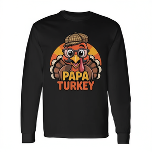 T-shirt à manches longues pour homme Papa Turkey Thanksgiving, design assorti pour la famille - Product Image 2