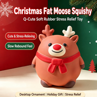 Nouveau Jouet Squishy Renne Mignon de Noël à Remontée Lente Anti-Stress Sensoriel à Presser Cadeau Unisexe 14+ en TPR Amusant