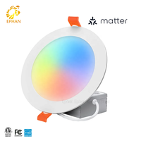 Plafonnier LED encastré intelligent Wi-Fi Tuya Matter, ultra-mince 4 et 6 pouces, sans scintillement, RGBW, de fabrication usine avec 16 ans d'expérience