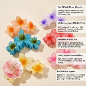 SHESHARES Pince à <span class=keywords><strong>Cheveux</strong></span> Grande Taille en Acétate Style Hawaïen Tendance, Motif Fleur de Plumeria, Dégradé Doux, 3 Fleurs, pour Femme - Product Image 1