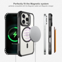 Coque de téléphone portable antichoc et étanche en alliage, avec anneau de protection d'appareil photo, béquille magnétique, design transparent, premium, sportive/luxe pour 16/15