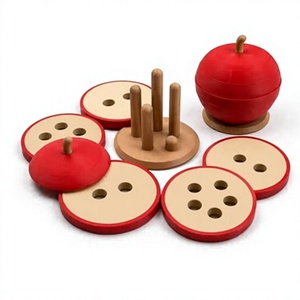 Jeu de puzzle en bois Gifty Craft avec des perles à empiler en forme de pomme et des perles numérotées - Product Image 1