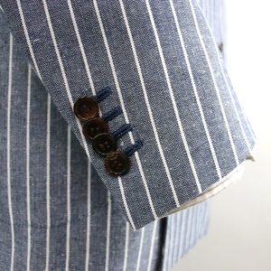 Traje <span class=keywords><strong>de</strong></span> rayas <span class=keywords><strong>de</strong></span> estilo primavera 2021, traje <span class=keywords><strong>de</strong></span> doble botonadura, tela <span class=keywords><strong>de</strong></span> algodón y lino, traje <span class=keywords><strong>de</strong></span> <span class=keywords><strong>hombre</strong></span> ajustado hecho a medida - Product Image 4