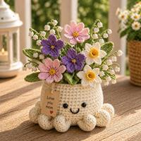 Ornement de pot de fleurs artificiel en crochet fait main, motif marguerite lavande, pour le soutien émotionnel, idéal pour la fête des Mères ou comme cadeau de fête