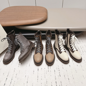 <strong>Women</strong> <strong>Italian</strong> Style Original Woven <strong>Leather</strong> Platform <strong>Ankle</strong> <strong>Boots</strong> Lace up Thick Sole Retro <strong>Boots</strong> - Product Image 4