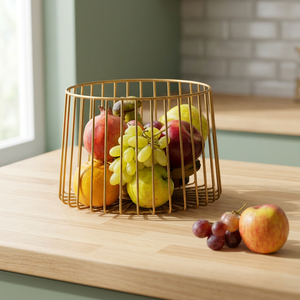 Round <b>Metal</b> Fruit <b>Basket</b> Storage Container Minimalist Kitchen Decor Durable Standing Type 2.0-3.0L Capacity - Product Image 4