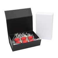 Boîtes cadeaux magnétiques pliables personnalisées avec logo, en carton noir de luxe, avec fleurs en relief, pour flacons de parfum, mugs, vêtements