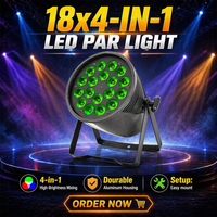 Projecteur LED PAR Dimmable 18*10W RGBW à Boîtier en Aluminium Durable, Modèle Privé, DMX/Activé par le Son, Ra80, pour DJ, Discothèque, Fête, Concert