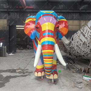 Painted <b>Elephant</b> Stainless Steel Outdoor Floor Mount Animal Sculpture Handmade Figure <b>Decoration</b> - Product Image 3