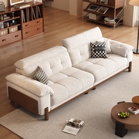 Nouveaux canapés de style rétro design pour la maison, ensemble de canapés modernes pour salon, meubles en tissu doux, canapé trois places avec pieds en bois