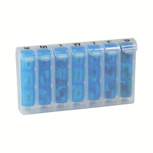 Boîte à pilules hebdomadaire 7 jours 14 compartiments à bouton-poussoir, colorée arc-en-ciel, qualité alimentaire Athmedic 2024, organisateur de médicaments, logo personnalisé - Product Image 3