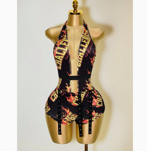 Oferta de Primavera/Verano 2026: Romper Deportivo para Mujer, con Tirantes Finos, Cuello en V, Malla, Estampado, Largo hasta la Rodilla, de Secado Rápido - Product Image 2