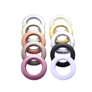 Wholesale Plastic Drapes Roman Blind Curtain Rings Black White 64mm Curtain Eyelet Ring Snap Hooks Silencer Curtain Grommet Ring