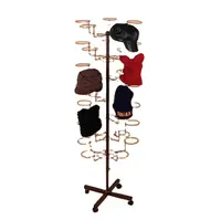 Rack de exibição para chapéu, rack de metal para exibição de chapéu, rotação ajustável, suporte de chão preto